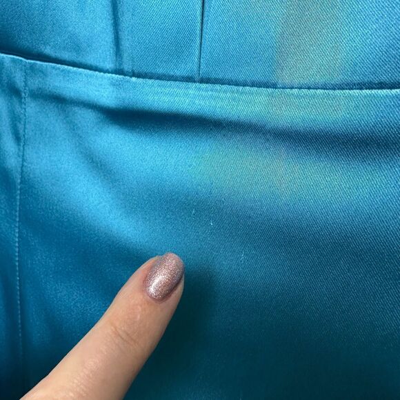 Calvin Klein Dress Womens Medium Blue Pencil Y2K Satin Stretch Prom Homecoming - Picture 3 of 10